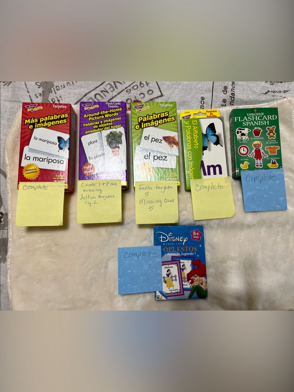 Trend and Usborne Spanish-English Picture Flash Card Sets